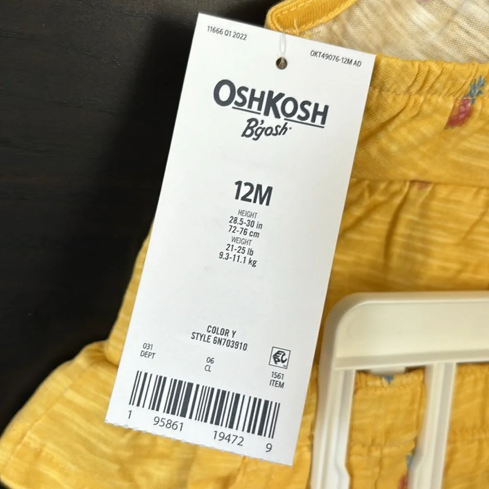 OshKosh B'Gosh Baby Girl's Yellow Pineapple Ruffle Top & Bottom Matching…